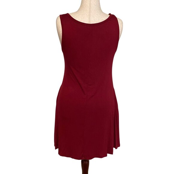Weaczzy Red Wine Sleeveless Stretchy Swing Tank Dress with Pockets Size Medium - Picture 3 of 13
